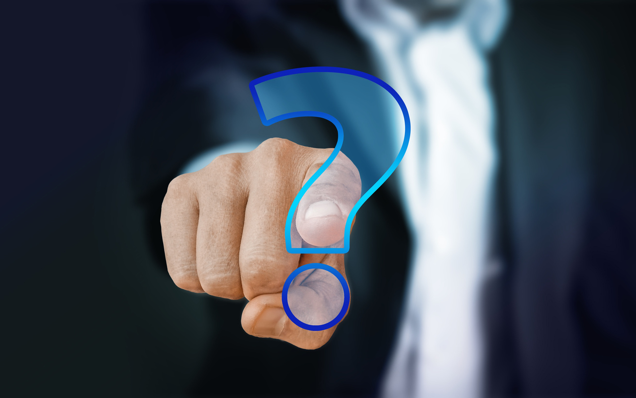 Hand Touching Question Mark Interface